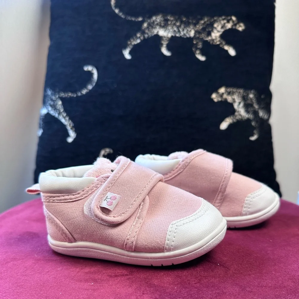 New Nico pink baby first walker shoes sneakers Velcro pink white